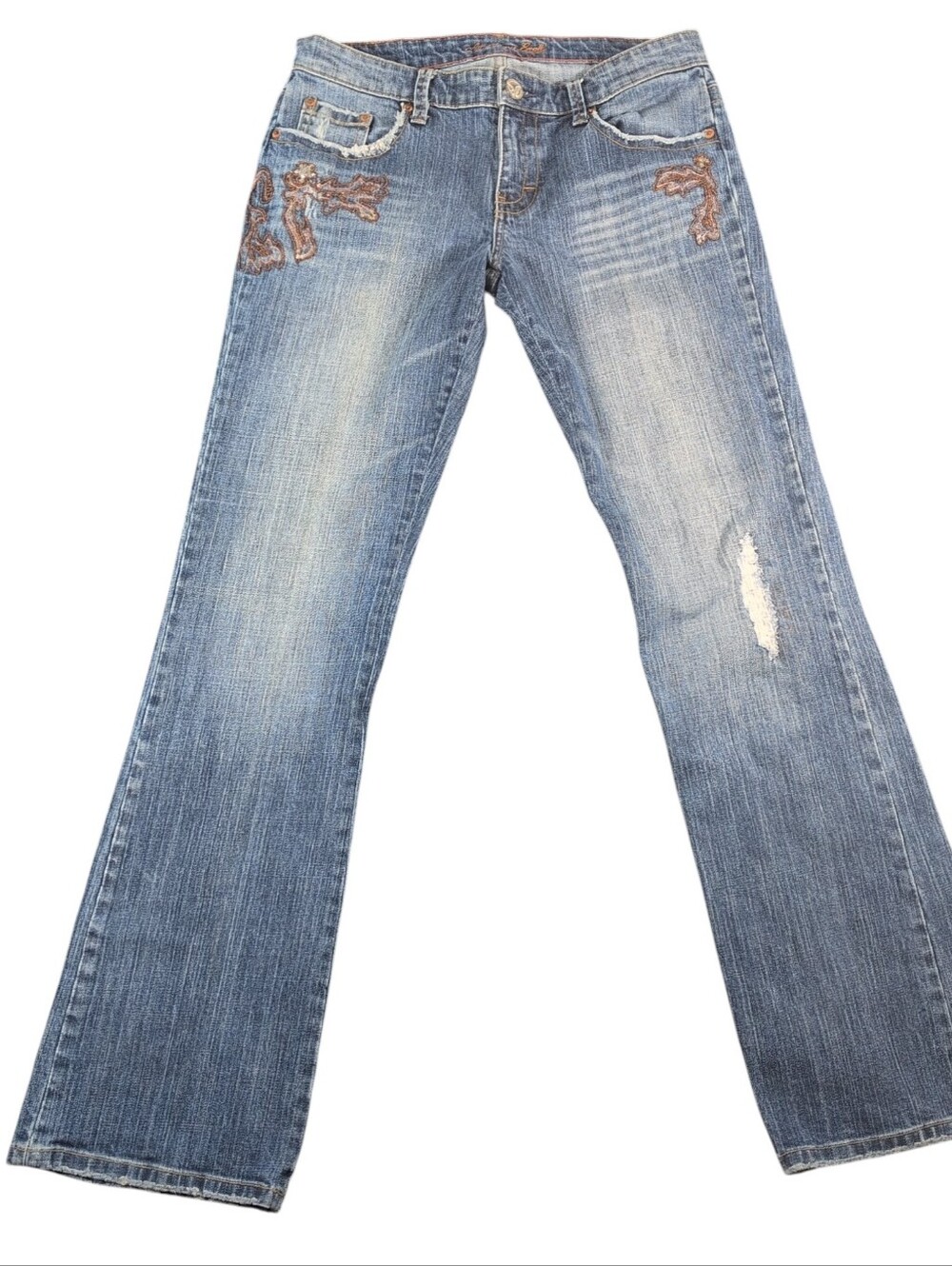 American Eagle Stretch Low Rise Bootcut Jeans Women's 6 Regular Medium Wash Y2K